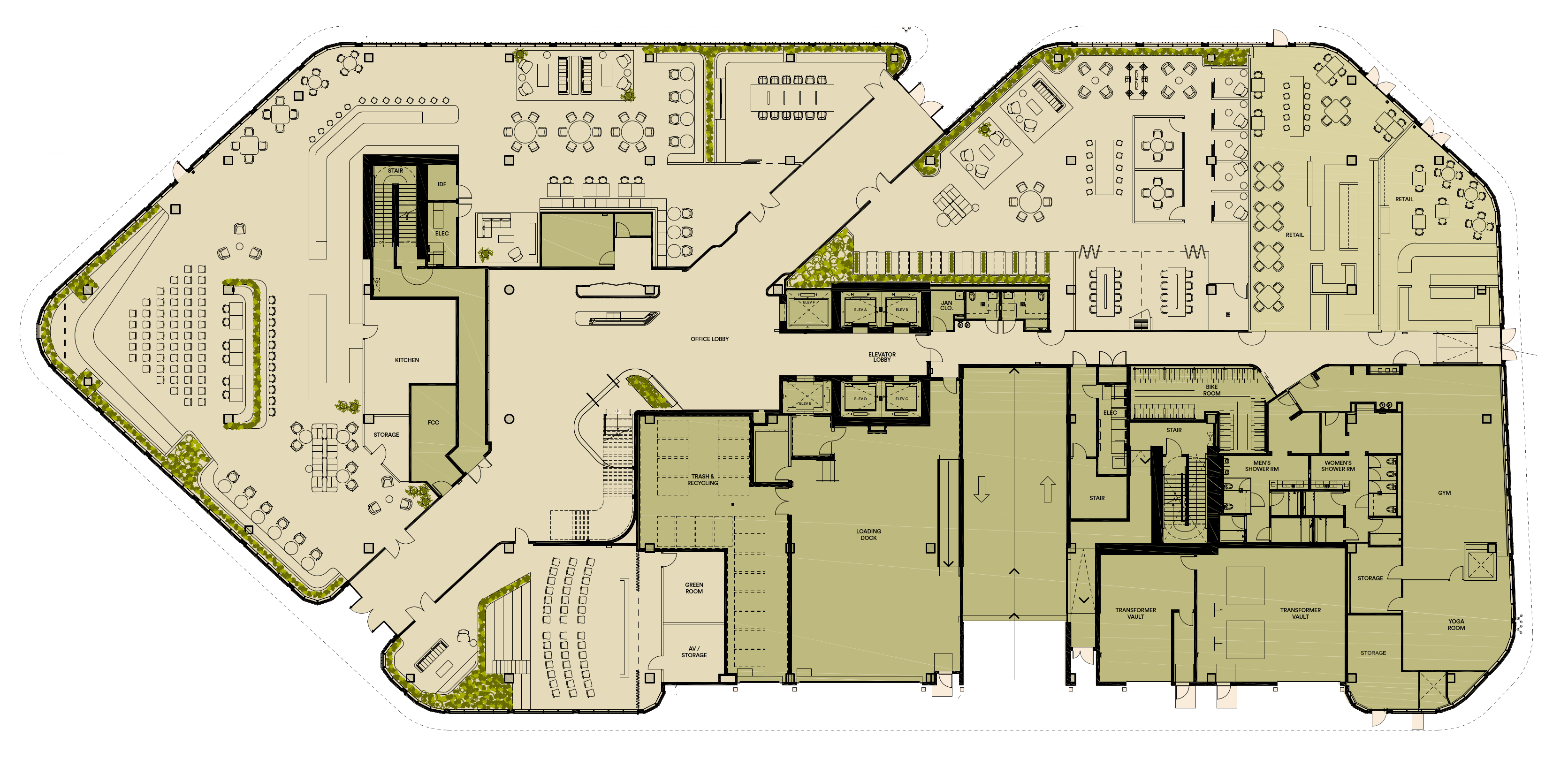 Habitat's commercial office space test fits