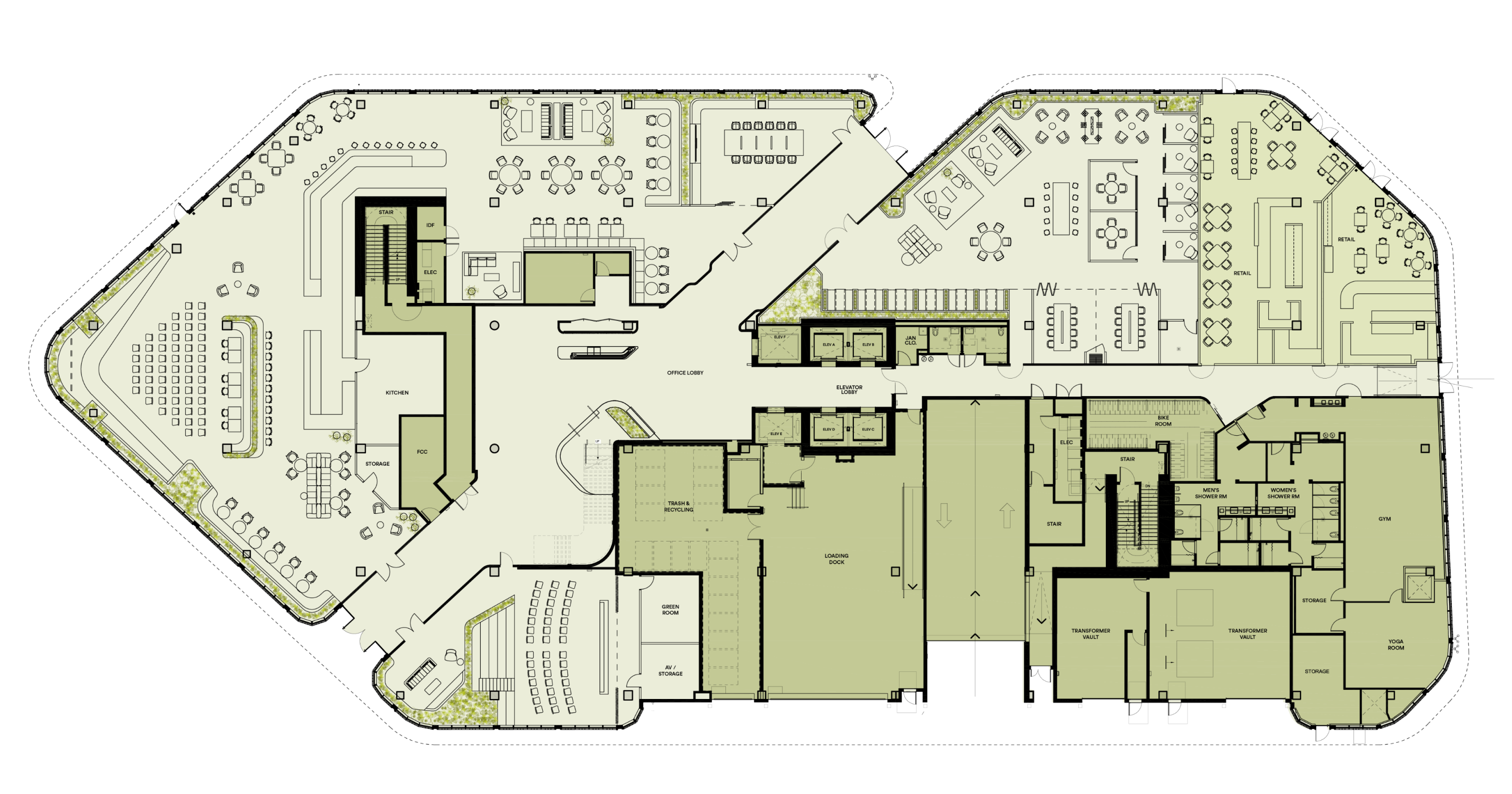 Habitat's commercial office space test fits