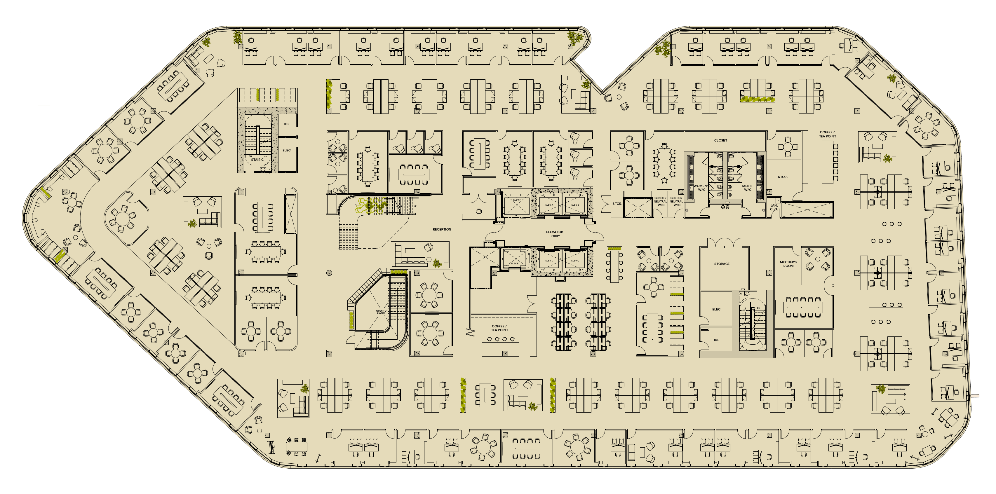Habitat's commercial office space test fits