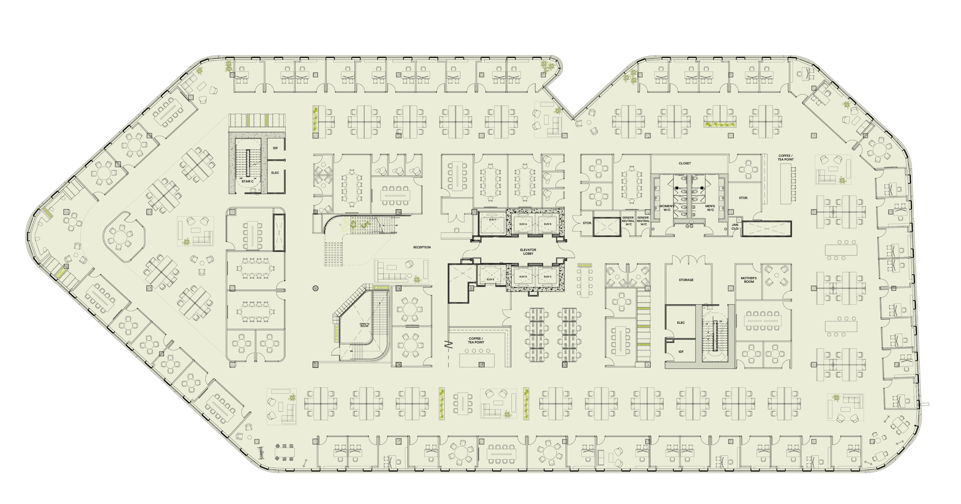 Habitat's commercial office space test fits